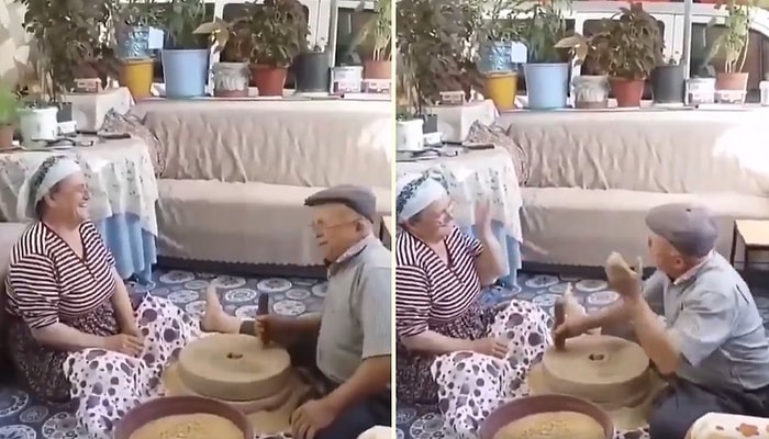 Bir Yandan El Değirmenini Çeviren Bir Yandan da Eşine Serenat Yapan Amcayı İzlerken Gözlerinizden Kalpler Fışkırtacak Muhteşem Anları