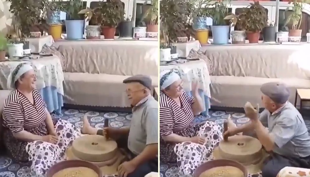 Bir Yandan El Değirmenini Çeviren Bir Yandan da Eşine Serenat Yapan Amcayı İzlerken Gözlerinizden Kalpler Fışkırtacak Muhteşem Anları