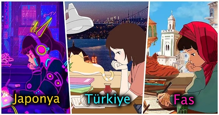 Çalışırken Dinlenen Lo-Fi Müzik Türüyle Bütünleşmiş Kız ‘Study Girl’ün Türkiye’den Polonya'ya Birbirinden Değişik İllüstrasyonları