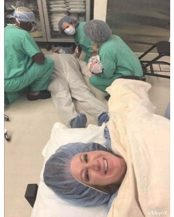 17. Ее муж пошел с ней в палату для беременных, чтобы подбодрить ее