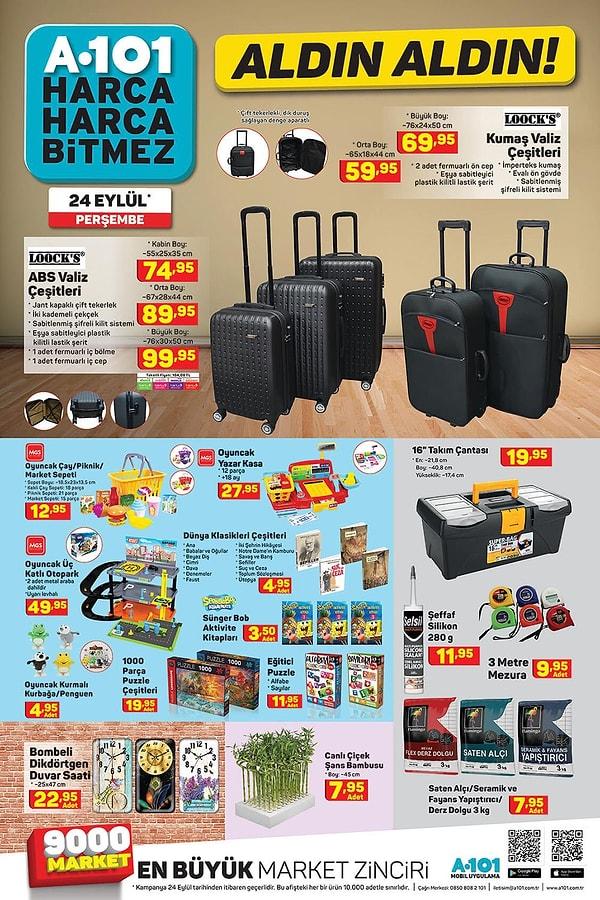 27 Eylül Perşembe günü valiz çeşitleri indirimli. Fiyatlar boyutlarına göre değişiyor.