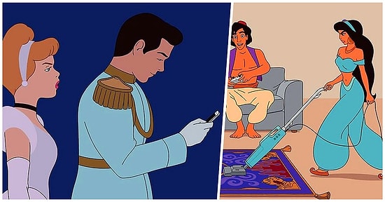 Disney Karakterlerini Modern Dünyaya Uyarlayarak Bambaşka Boyuta Taşıyan İllüstrasyonlar