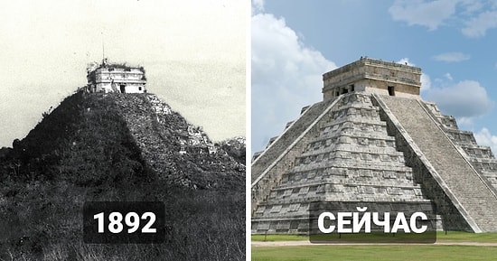 7 знаменитых строений мира: как они выглядели до того как стали известны всему человечеству и их вид сейчас