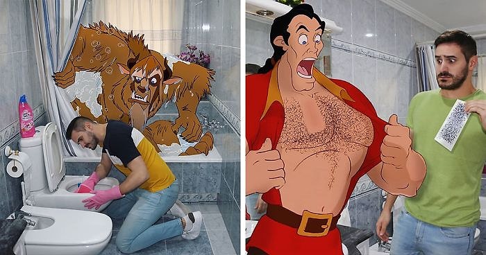 Парень фотошопит персонажей Диснея рядом с собой на фотографиях, и на это стоит посмотреть (30 фото)