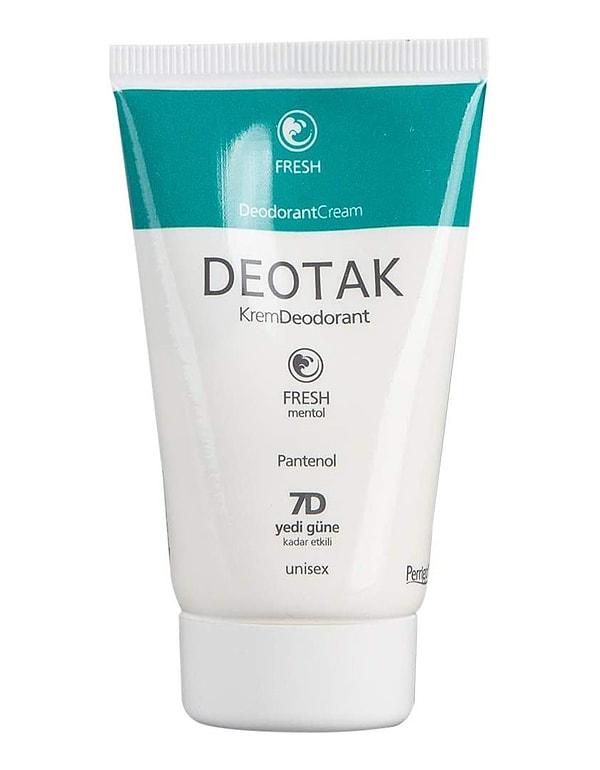 7. Dermatolojik olarak test edilmiş olan Deotak, yeni d-pathenol katkılı formülüyle ciltte oluşabilecek tahrişi minimuma indiriyor.