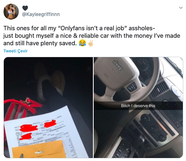 8. "Bu tüm 'onlyfans gerçek bi iş değil' diyenlere gelsin. Kendime kazandığım parayla güzel bir araba aldım, hala birikimim var."