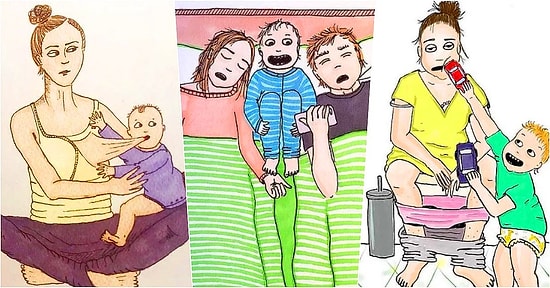 Anne Olmanın Sadece Doğurmaktan İbaret Olmadığını Hayattan Kesitler Sunarak Gösteren 30 İllüstrasyon