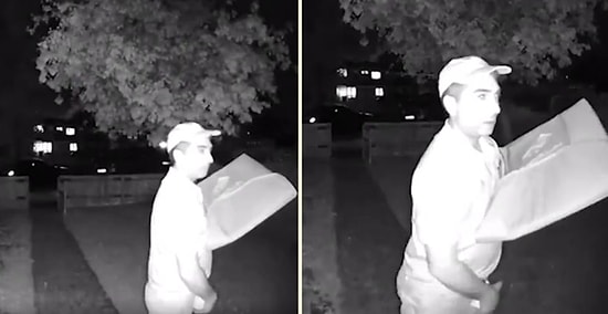 Pizza Kuryesinin Siparişi Teslim Etmeden Önce Yaptığı Rezil Hareket