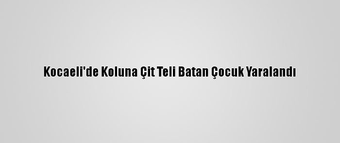 Kocaeli'de Koluna Çit Teli Batan Çocuk Yaralandı