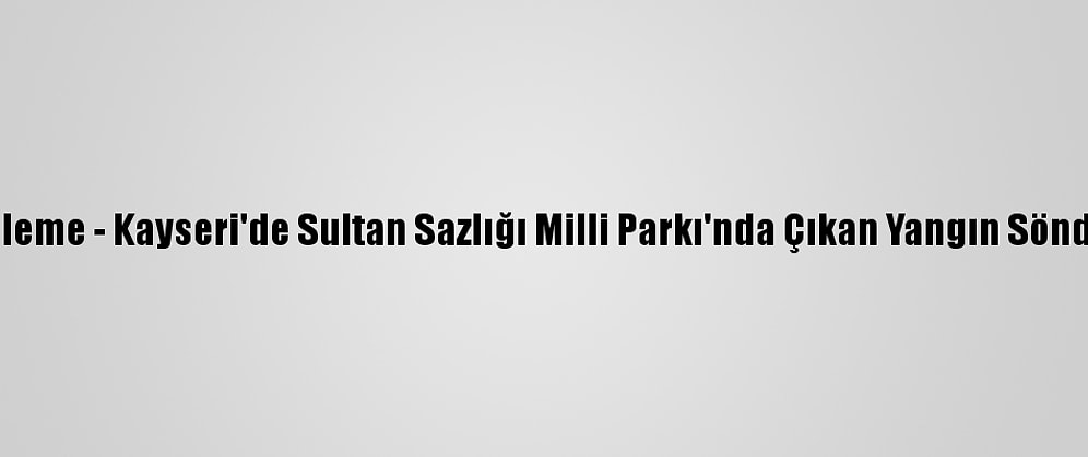 Güncelleme - Kayseri'de Sultan Sazlığı Milli Parkı'nda Çıkan Yangın Söndürüldü