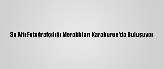 Su Altı Fotoğrafçılığı Meraklıları Karaburun'da Buluşuyor