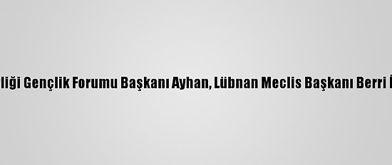 İslam İşbirliği Gençlik Forumu Başkanı Ayhan, Lübnan Meclis Başkanı Berri İle Görüştü