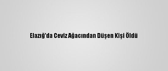Elazığ'da Ceviz Ağacından Düşen Kişi Öldü