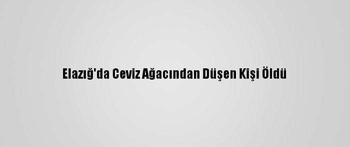 Elazığ'da Ceviz Ağacından Düşen Kişi Öldü