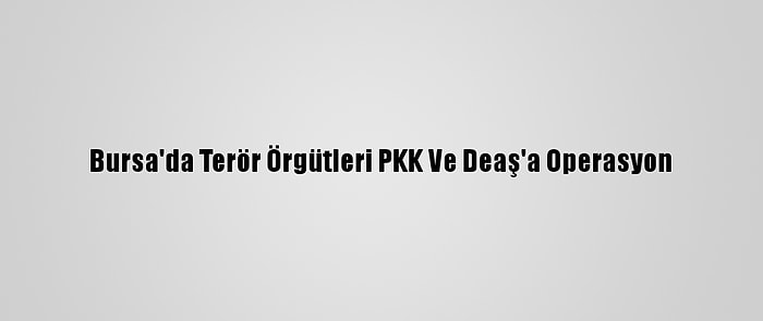 Bursa'da Terör Örgütleri PKK Ve Deaş'a Operasyon