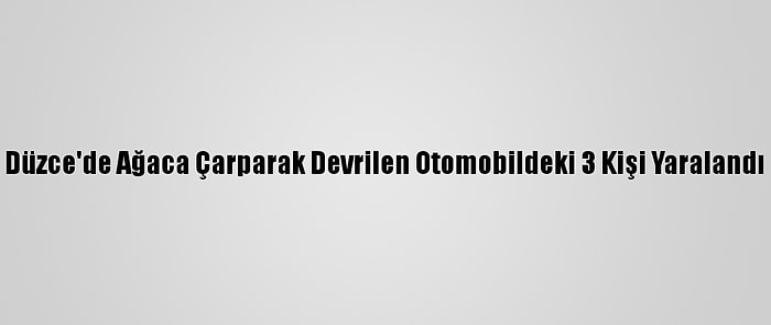 Düzce'de Ağaca Çarparak Devrilen Otomobildeki 3 Kişi Yaralandı