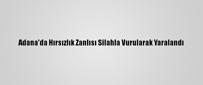 Adana'da Hırsızlık Zanlısı Silahla Vurularak Yaralandı