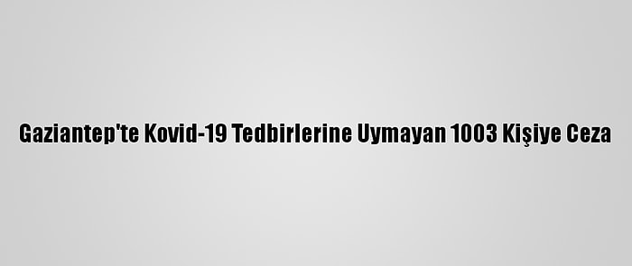 Gaziantep'te Kovid-19 Tedbirlerine Uymayan 1003 Kişiye Ceza