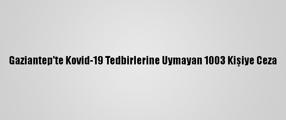 Gaziantep'te Kovid-19 Tedbirlerine Uymayan 1003 Kişiye Ceza