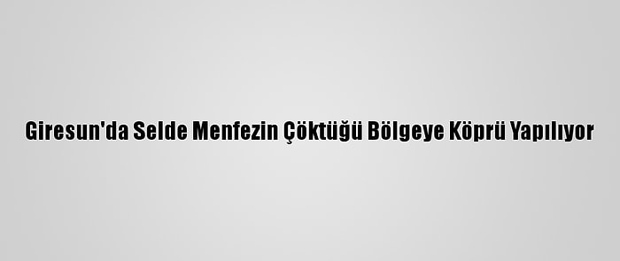 Giresun'da Selde Menfezin Çöktüğü Bölgeye Köprü Yapılıyor