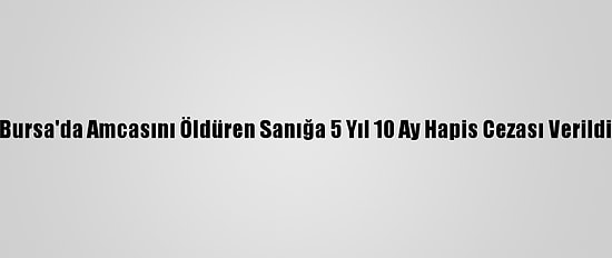 Bursa'da Amcasını Öldüren Sanığa 5 Yıl 10 Ay Hapis Cezası Verildi