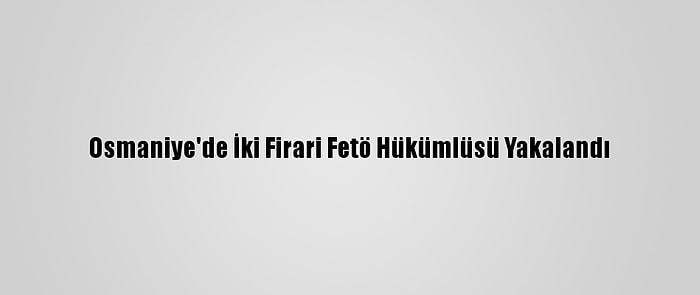 Osmaniye'de İki Firari Fetö Hükümlüsü Yakalandı