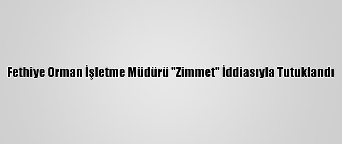 Fethiye Orman İşletme Müdürü "Zimmet" İddiasıyla Tutuklandı