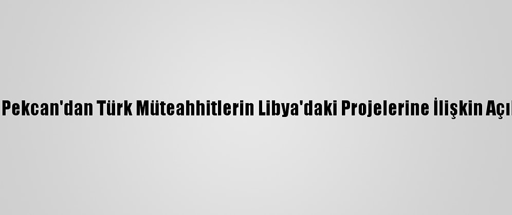 Bakan Pekcan'dan Türk Müteahhitlerin Libya'daki Projelerine İlişkin Açıklama: