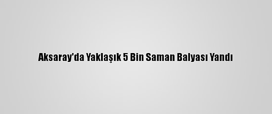Aksaray'da Yaklaşık 5 Bin Saman Balyası Yandı