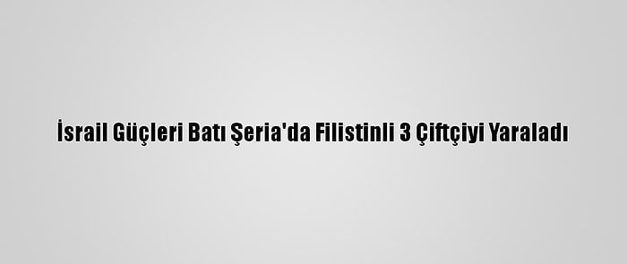 İsrail Güçleri Batı Şeria'da Filistinli 3 Çiftçiyi Yaraladı