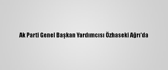 Ak Parti Genel Başkan Yardımcısı Özhaseki Ağrı'da