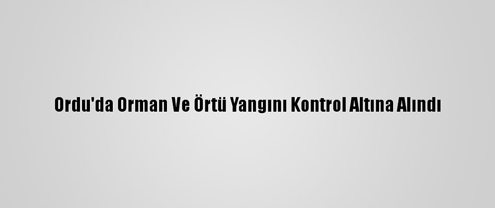 Ordu'da Orman Ve Örtü Yangını Kontrol Altına Alındı