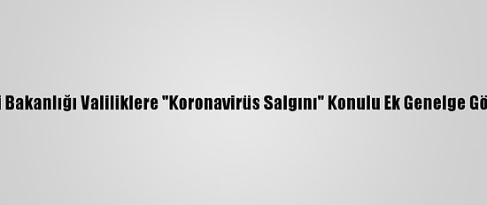 İçişleri Bakanlığı Valiliklere "Koronavirüs Salgını" Konulu Ek Genelge Gönderdi