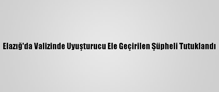 Elazığ'da Valizinde Uyuşturucu Ele Geçirilen Şüpheli Tutuklandı