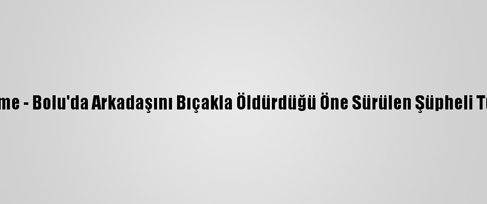 Güncelleme - Bolu'da Arkadaşını Bıçakla Öldürdüğü Öne Sürülen Şüpheli Tutuklandı