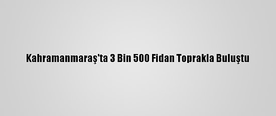 Kahramanmaraş'ta 3 Bin 500 Fidan Toprakla Buluştu