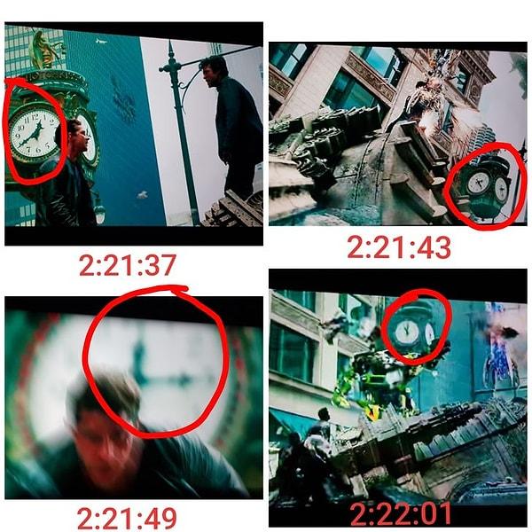 8. 'Transformers 3: Ay'ın Karanlık Yüzü'nde gördüğümüz saatler her saniyede farklı gösteriyor.