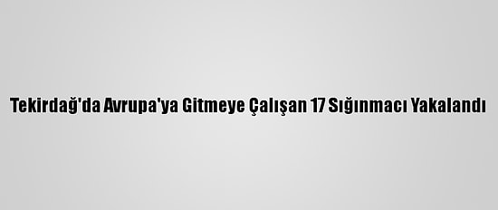 Tekirdağ'da Avrupa'ya Gitmeye Çalışan 17 Sığınmacı Yakalandı