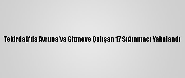 Tekirdağ'da Avrupa'ya Gitmeye Çalışan 17 Sığınmacı Yakalandı