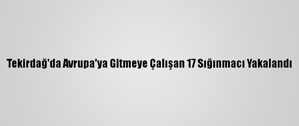 Tekirdağ'da Avrupa'ya Gitmeye Çalışan 17 Sığınmacı Yakalandı