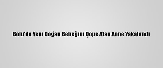 Bolu'da Yeni Doğan Bebeğini Çöpe Atan Anne Yakalandı
