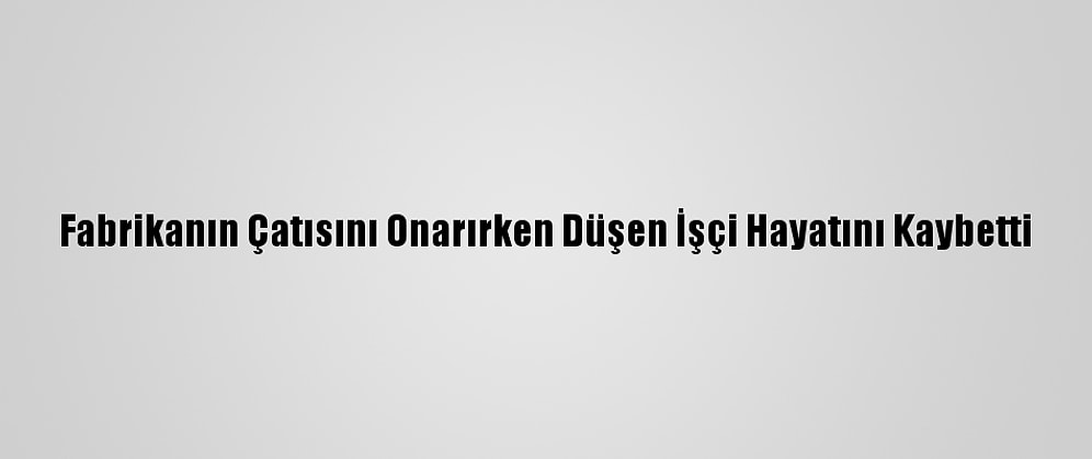 Fabrikanın Çatısını Onarırken Düşen İşçi Hayatını Kaybetti
