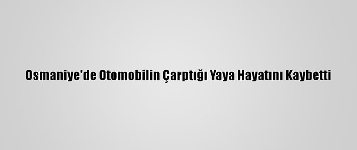 Osmaniye'de Otomobilin Çarptığı Yaya Hayatını Kaybetti