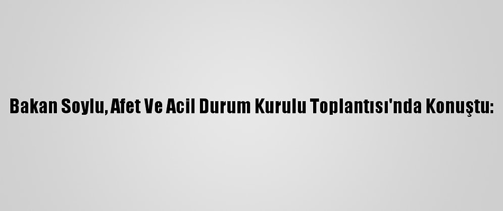 Bakan Soylu, Afet Ve Acil Durum Kurulu Toplantısı'nda Konuştu: