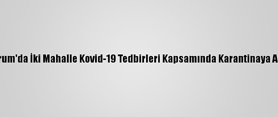 Erzurum'da İki Mahalle Kovid-19 Tedbirleri Kapsamında Karantinaya Alındı