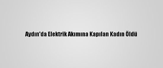 Aydın'da Elektrik Akımına Kapılan Kadın Öldü