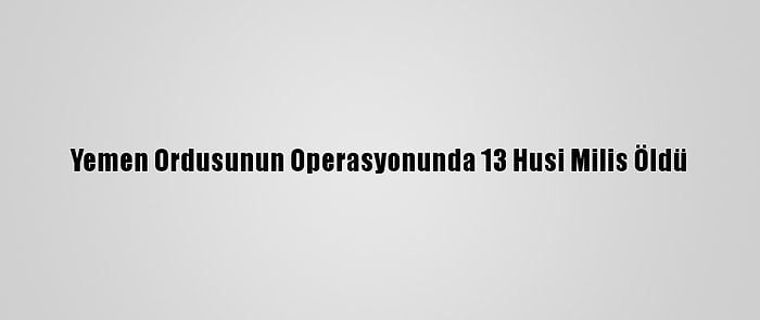 Yemen Ordusunun Operasyonunda 13 Husi Milis Öldü