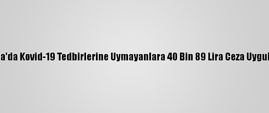 Muğla'da Kovid-19 Tedbirlerine Uymayanlara 40 Bin 89 Lira Ceza Uygulandı
