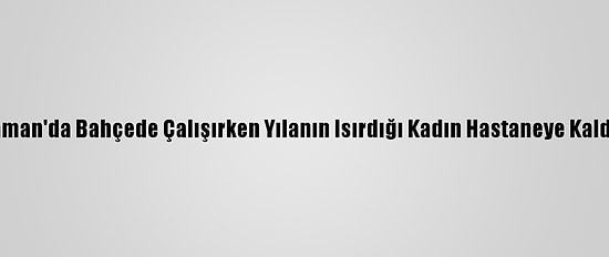 Adıyaman'da Bahçede Çalışırken Yılanın Isırdığı Kadın Hastaneye Kaldırıldı
