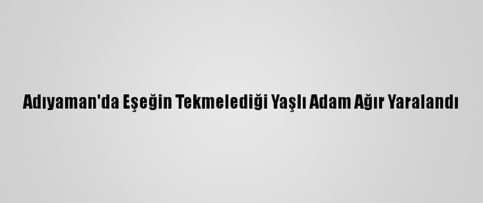 Adıyaman'da Eşeğin Tekmelediği Yaşlı Adam Ağır Yaralandı